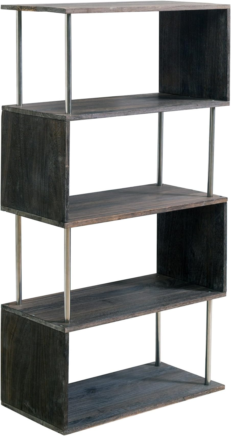 Rebecca Mobili Bookcase Shelf unit 5 Shelves Natural Brown Wood Modern Urban design Living Room Bedroom - 126 x 66 x 33 cm (H x W x D) - Art. RE4494