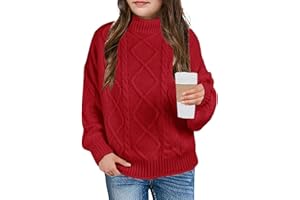 XUBA Girls Sweater Pullover Cable Knit Long Sleeve Turtleneck Chunky Warm Top