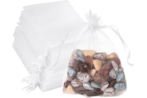 White Organza Bags 4x6 Inch, 100pcs Mesh Organza Jewelry Pouches Sheer Gift Bags with Drawstring Favour Packaging Bag Pouch f