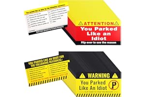 200pcs You Parked Like an Idiot Cards, 3.5x2 Inch Attention Bad Parking Notes Stickers Funny Parking Violation Signs Tickets 