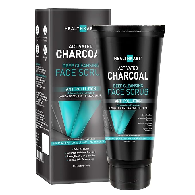 HealthKart Activated Charcoal Deep Cleansing Face Scrub, 100 g Amazon