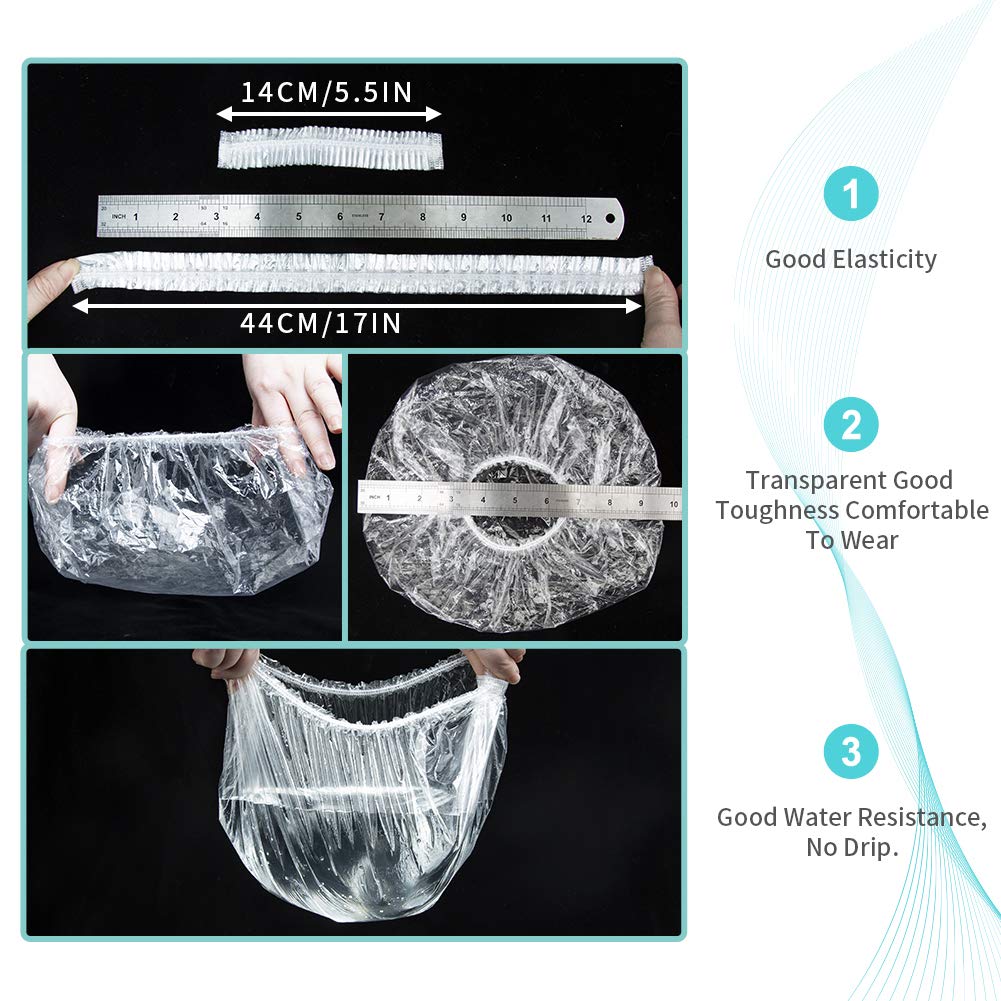 Disposable Shower Caps 100 Pcs - Multi-Purpose Thickening Elastic Bath Cap Plastic Waterproof Clear Shower Caps Bath Shower Hair Caps Women Spa, Home Use, Hotel and Hair Salon, Portable Travel : Beauty
