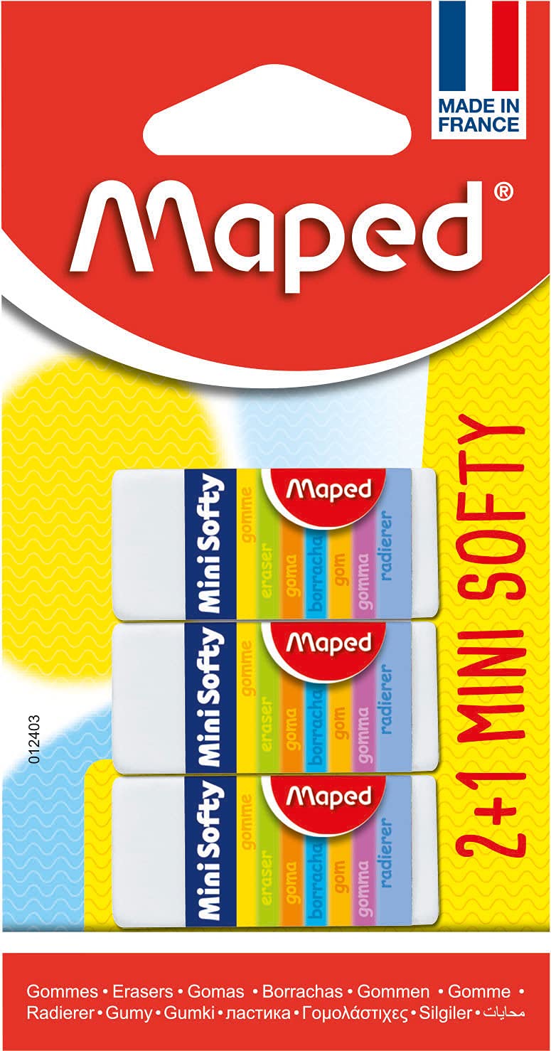 Maped Mini-Softy Eraser 012403, Pack of 3