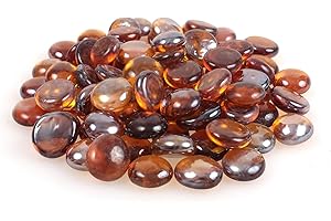 SHINY STONE High Luster Decorative Fire Glass Marbles Beads,Fire Glass Pebbles Vase Fillers Beads for Fish Tank Aquarium Succulent Garden Decoration,17-19mm(2/3''-3/4''),335g/0.78lbs (Dark Amber)