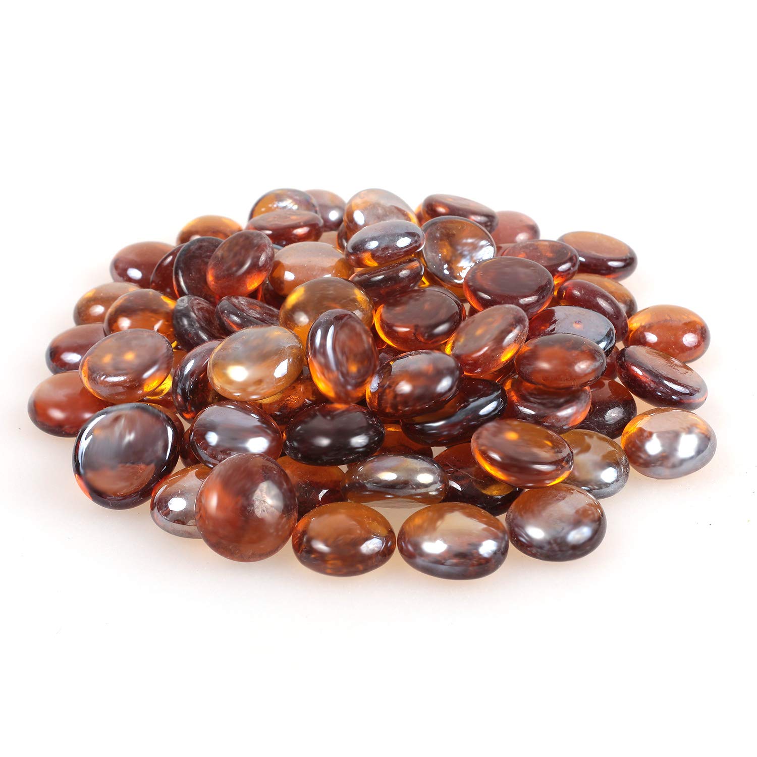 High Luster Reflective Fire Glass Gravel,Fire Gems,Fire Drops,Fire Glass Pebbles Stones Beads Chips for Fire Pit Fish Tank Aquarium Succulent Garden Decoration,17-19mm,335g/0.78lb (Dark Amber)
