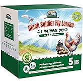 HATORTOP 5LB Dried Black Soldier Fly Larvae for Chickens Treats Bulk, Non GMO BSF Larvae 85X More Calcium Than Dried Mealworms for Laying Hens, Chicken Worms for Wild Birds