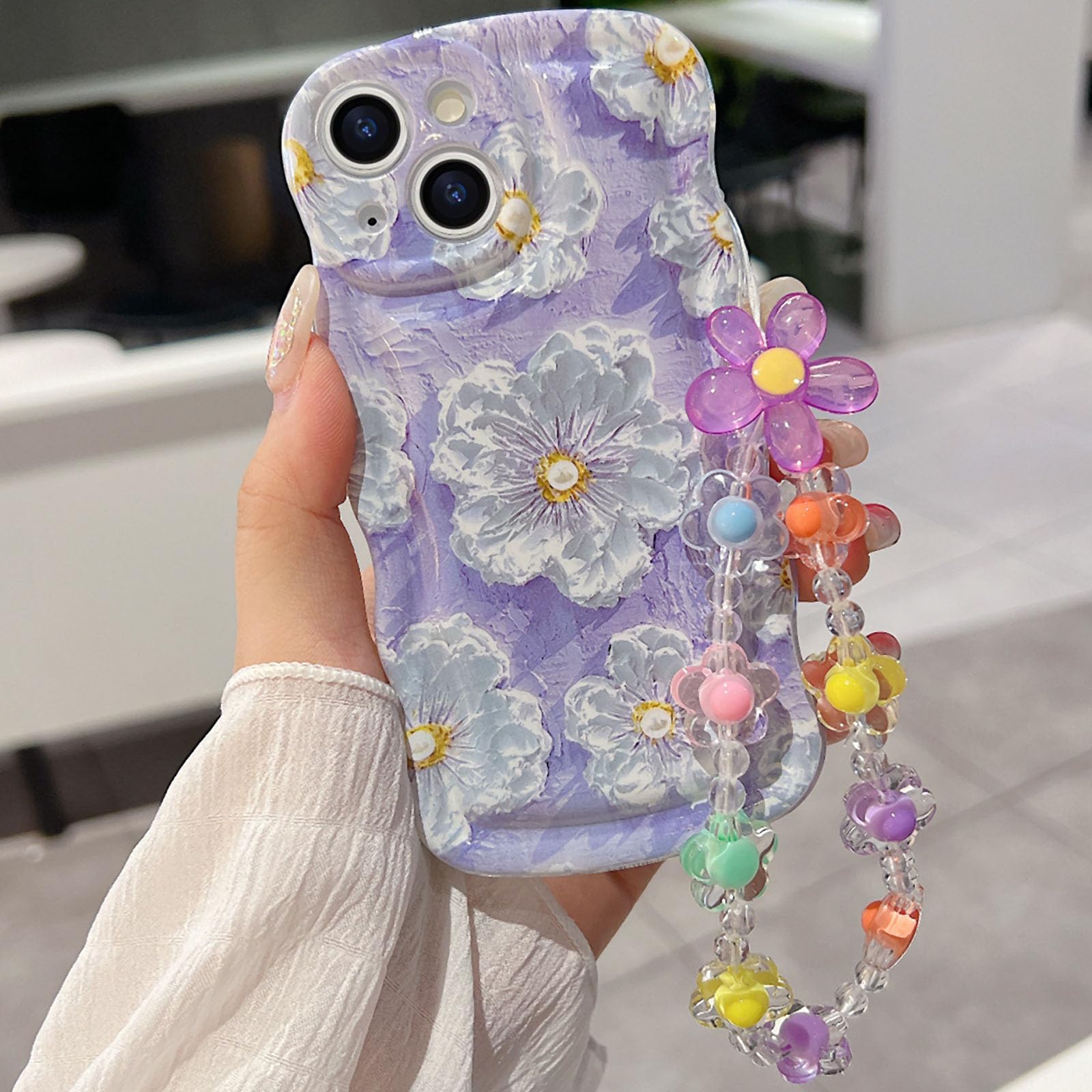 for iPhone 13 Mini Curly Wavy Case, Cute Colorful