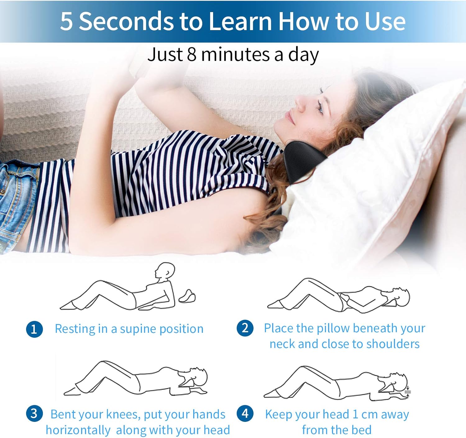 Cervical Neck Pillow, Misiki Cervical Traction Pillow Portable Cervical Vertebra Massage Pillow Release Stress Ergonomic Neck Support Pillow for Neck and Shoulder Pain Relief, Relieve Muscle Tension: Health & Personal Care