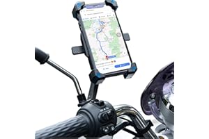 Homeet Motorcycle Phone Mount, Quick Release Motorbike Phone Holder Anti Shake Moped Scooter Rearview Mirror Holder Mount Universal for 4.0-6.8 Inch Smartphone - 360° Rotation Adjustable – Blue
