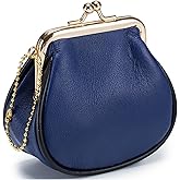 Coin Purse Wallet with Kiss-Lock, Small Coin Purse For Women, Leather Change Purse Kiss-Lock, New Vintage Literary Women's Coin Purse Leather