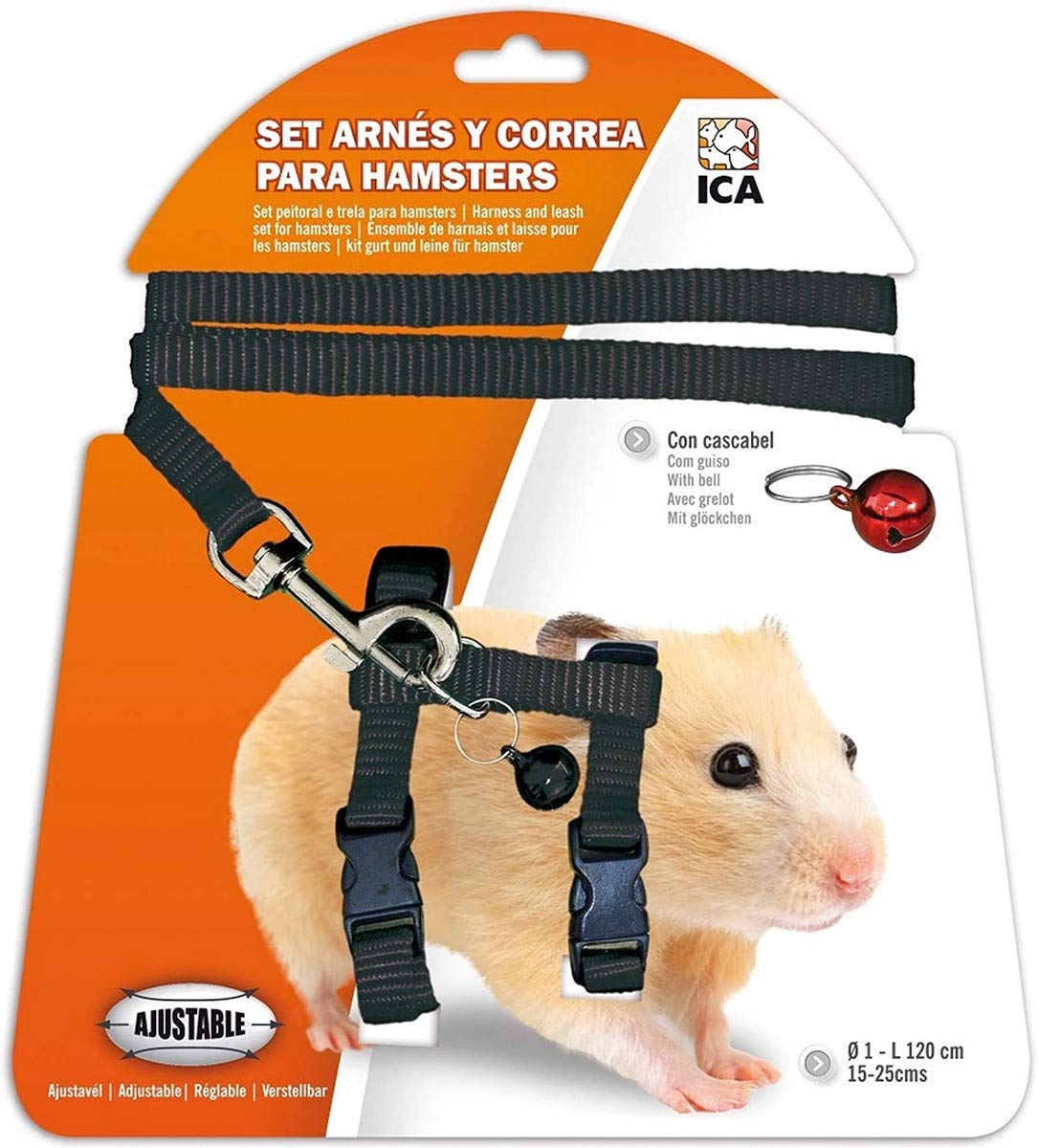 ICA DA978 Hamster Harness and Leash Set, Black