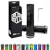 CROSSSELL Dual Color MTB Grips - Single Lock-On Bike Handlebar Grips for Mountain Bike, BMX &amp; E-Bike - Non-Slip Shock Absorbing Bicycle Grips for 22.2mm Bars - [12 Colors]