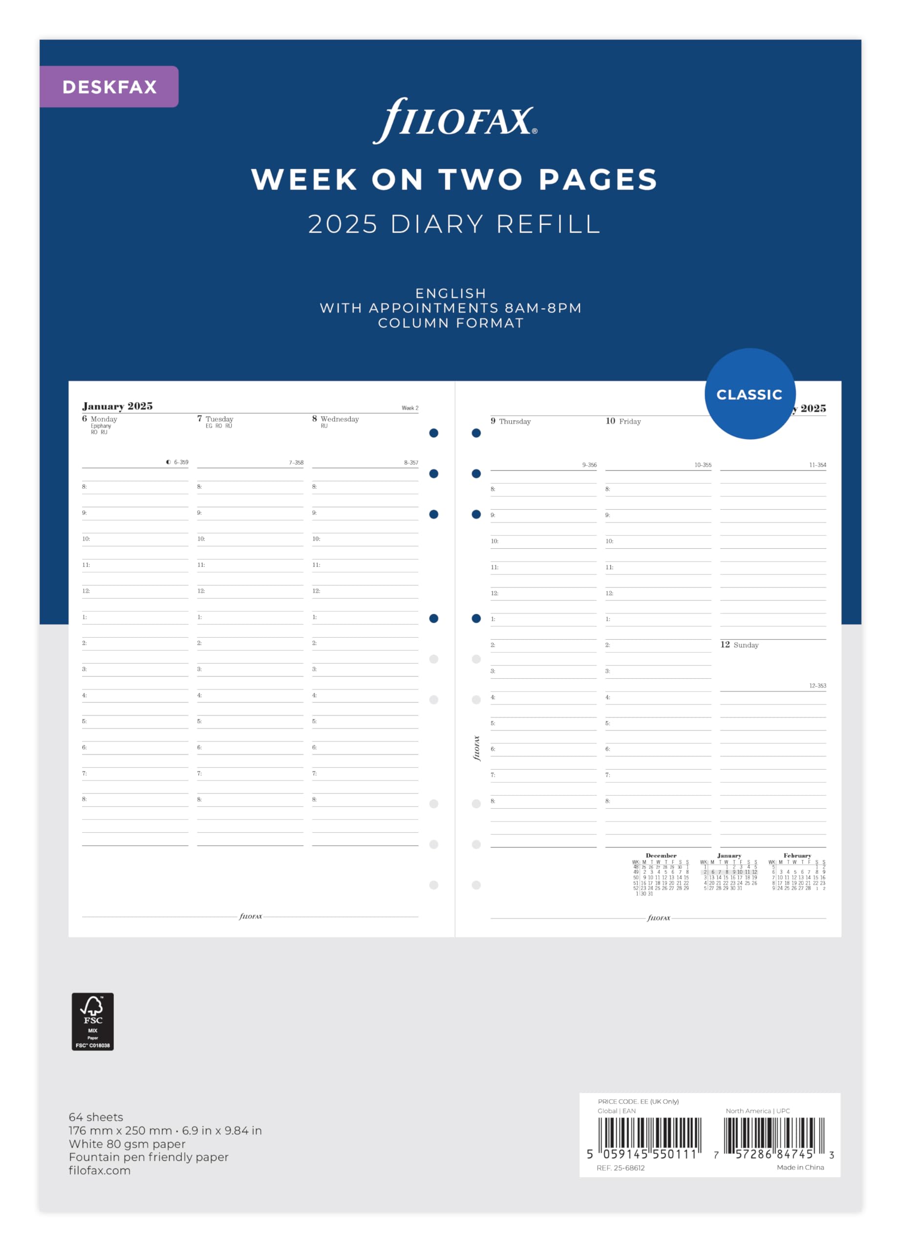 Deskfax Week on two pages appointments English 2025