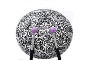 Satnam Happy Drums Steel Tongue Drum 8 Notes 6-Inch Handpan Percussion Instrument with Carrying Case Bag - Paisley Black