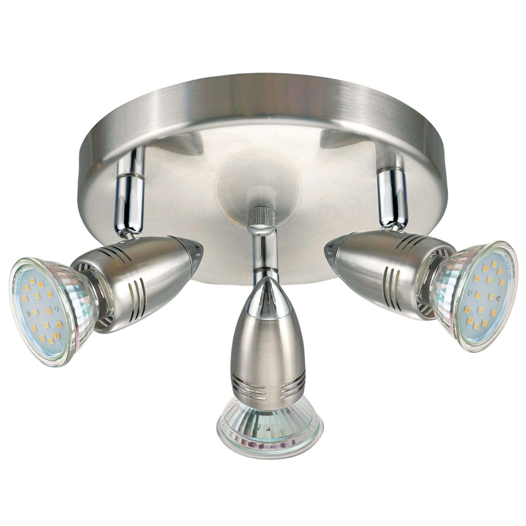 Eglo LED Ceiling lamp Magnum LED, 3-Light Ceiling Spotlight, Metal Ceiling luminaire, Living Room lamp in matt Nickel, Chrome, Spots Including GU10 Bulbs, Warm White, ร 18 cm โ image 1