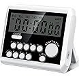 XREXS 5 Channels Digital Kitchen Timer, Clock Mode with Large LCD Display, Cooking Timer, Loud Volume Alarm and Flashing Light with Magnetic Back, Stand, Battery Included