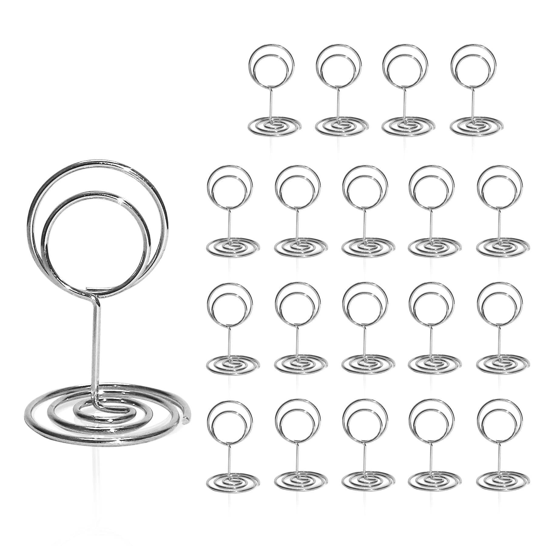 HomWanna Table Number Holders 20Pcs - 2 Inch Mini Place Card Holder Short Table Number Stands for Wedding Party Graduation Reception Restaurant Home Centerpiece Decorations Office Memo (Silver)
