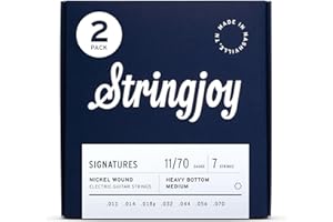 Stringjoy 7-String Heavy Bottom Medium Gauge Signatures Nickel Wound Electric Guitar Strings 11-70, HVY117, Exceptional Balance & Tone, Electric Guitar 7 String Set, 2-Pack