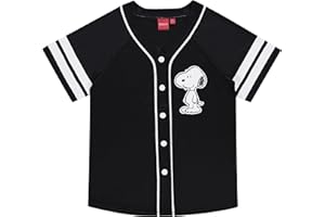 Peanuts Ladies Snoopy Baseball Jersey Snoopy Charlie Brown, Woodstock, Linus Mesh Button Down Baseball Jersey