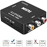 RCA to HDMI, GANA 1080P AV to HDMI Video Converter Mini RCA Composite CVBS Adapter Supporting PAL/NTSC with USB Charge Cable for PC Laptop Xbox PS4 PS3 TV STB VHS VCR Camera DVD
