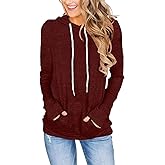 FEEKEKE Women's Long Sleeve Hoodies Tops Lightweight Hooded Sweatshirts Pullover Casual Tunic Shirts with Pocket