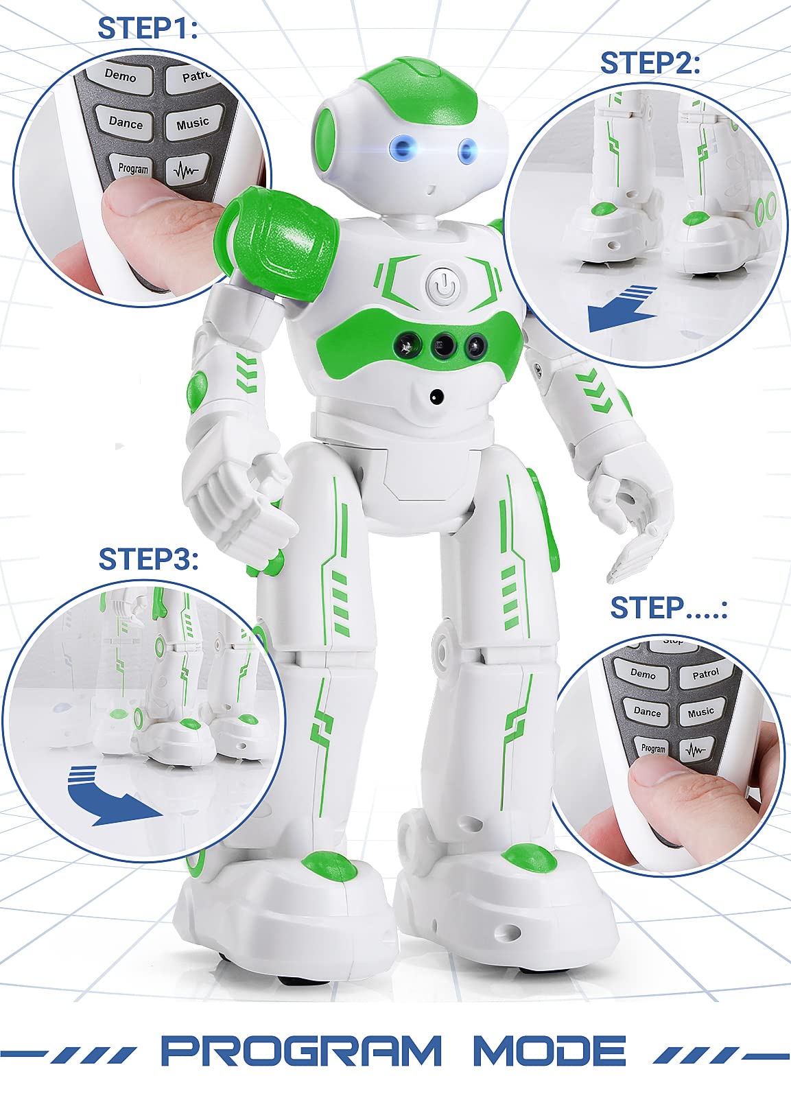 KingsDragon RC Robot Toys for Kids, Gesture & Sensing Remote Control Robot for Age 4 5 6 7 8 Year Old Boys Girls Birthday Present (Green)