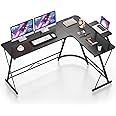 Mr IRONSTONE 63" L Shaped Computer Desk, Corner Desk, Home Office Desk, Gaming Writing Workstation with Large Monitor Stand, Easy to Assemble, Black Willow