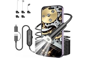 FERDIIZ Endoscope Camera with Light, 1920P HD Borescope with 8 Adjustable LED Lights, Borescope with 16.4ft Semi-Rigid Snake Camera with Light, 7.9mm IP67 Waterproof Inspection Endoscope for iOS and Android