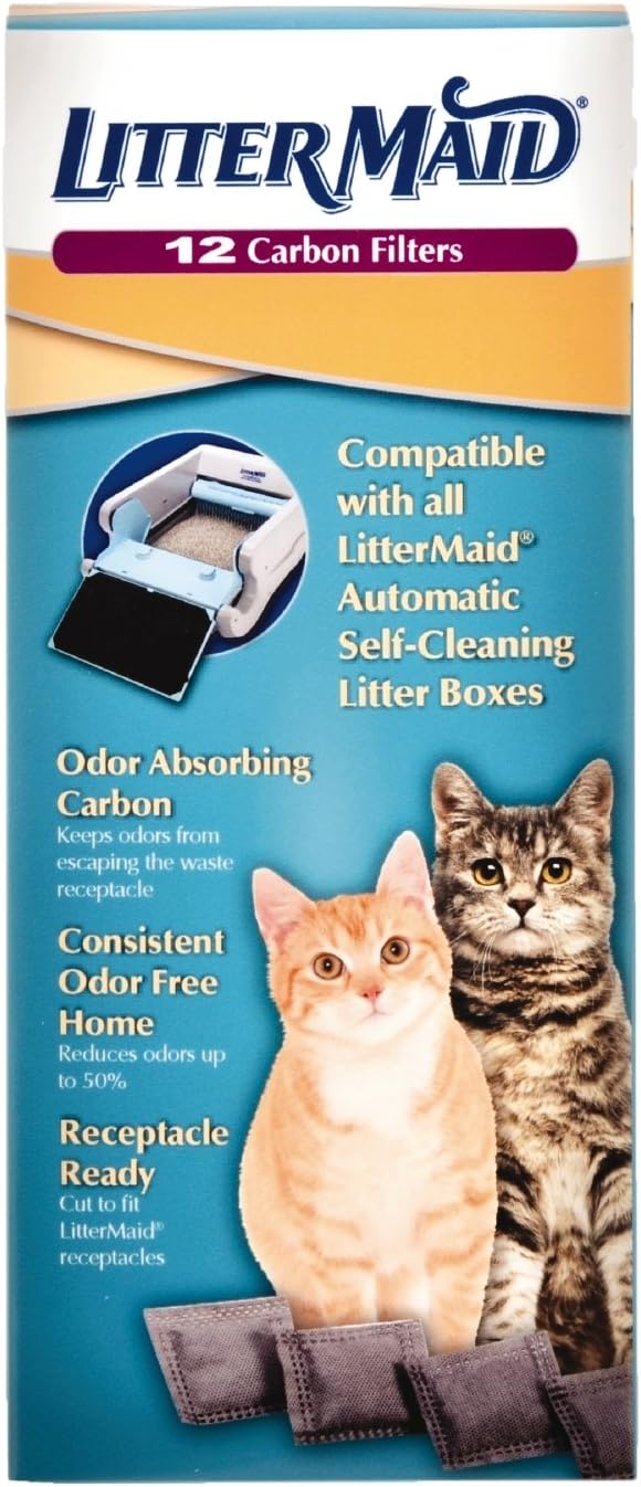 LitterMaid Odor Absorbing Litter Box Carbon Filters, 12 Pack, White: Pet Supplies