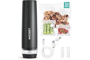 HiCOZY Compact Vacuum Sealer for Food with Visible Water Tank, Portable Handheld Vacuum Sealer Machine with 30 BPA-Free and R