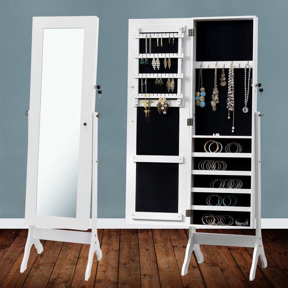 [neu.haus] Schmuckschrank (156cm hoch) (weiss) Spiegelschrank