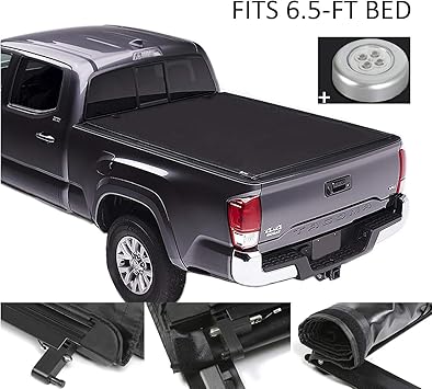 Amazon Com Carmocar Soft Roll Up Tonneau Cover Truck Bed 2004 2014 Replacement For Ford F 150 Styleside 6 5 Bed Black Tonneau Cover Assembly Led Lamp Automotive
