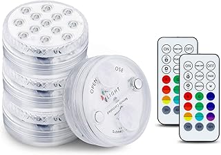 AODOOR Unterwasser Licht, Poolbeleuchtung Unterwasser Led Licht, RGB Farbwechsel wasserdichte 13 LED Leuchten mit RF Fernbedienung Saugern für Vase Base, Weihnachten, Halloween, Schwimmbad (4 Stück)
