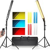 NEEWER Upgraded LED Video Light Stick &amp; 2.4G Remote Kit, 2 Pack Handheld Dimmable 3200K~5600K CRI97+ Video Lighting with Stands/Filters/Bag for YouTube Video Recording Photography Gaming, BH20B Black