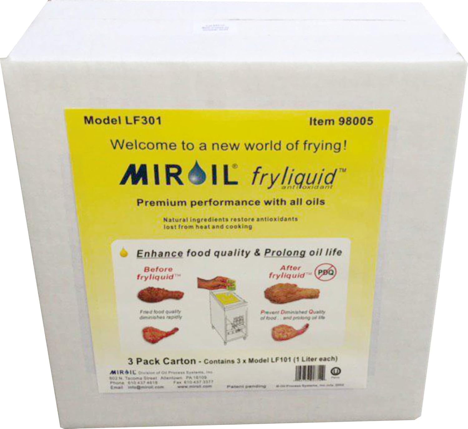 Amazon.com: Miroil FryLiquid LF301 | 3 x 1 Litre Bottles | Antioxidant for Fry Oil | Prevent Oil Breakdown | Fry Healthier | Vitamin Therapy for Deep Fryer ...