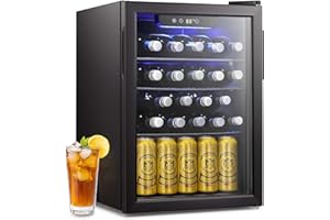Antarctic Star 16 Bottle Wine Cooler Beverage Refrigerator Small Mini Wine Cellar Beer Soda Clear Glass Door Bar Fridge Quiet Operation Compressor Adjust Temp Control Freestanding, 2.5 Cu. Ft