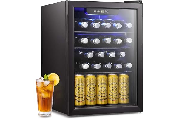 Antarctic Star 16 Bottle Wine Cooler Beverage Refrigerator Small Mini Wine Cellar Beer Soda Clear Glass Door Bar Fridge Quiet Operation Compressor Adjust Temp Control Freestanding, 2.4 Cu. Ft