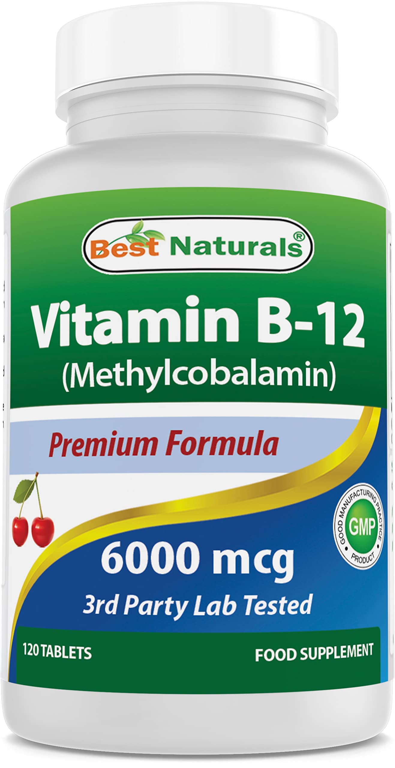 Best Naturals Vitamin B-12 as Methylcobalamin (Methyl B12), 6000 mcg 120 Sublingual Tablets (120 Count (Pack of 1))