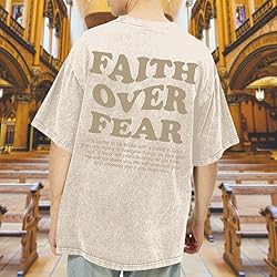 Kelxjia Christian Shirts for Men Faith Over Fear