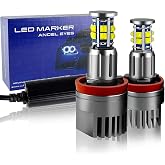 APMAT H8 LED Angel Eyes Halo Bulb Light Compatible for BMW E90 E92 E70 E71 E82 E89 M6 1 3 5 Series X5 X6 Z4, 6000K Xenon 120W White Lamps Marker Lights
