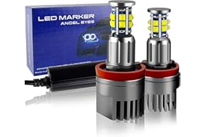 APMAT H8 LED Angel Eyes Halo Bulb Light Compatible for BMW E90 E92 E70 E71 E82 E89 M6 1 3 5 Series X5 X6 Z4, 6000K Xenon 120W White Lamps Marker Lights