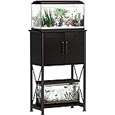 Herture 5-10 Gallon Fish Tank Stand, Metal Double Aquarium Stand with Cabinet for Fish Tank Accessories Storage, Heavy Duty 2