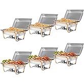 8QT Chafing Dish for Buffet Set with Lid - 3 Full Size and 6 Half Size Pans, Stainless Steel Buffet Server for Catering, Prof