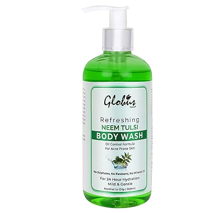 Globus Naturals Refreshing Antifungal Neem Tulsi Body Wash, Promotes healthy skin, feet and nails, Vegan Skincare, Toxin Free 300 ml
