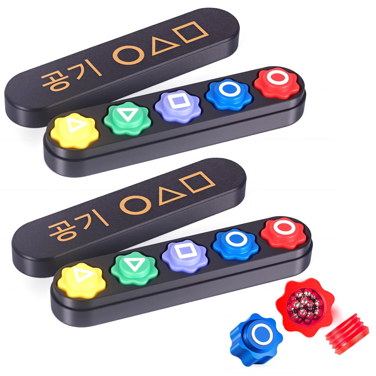 Weighted Design Gonggi Game Set with Steel Balls, Korean Stone Catching, Skill Development & Coordination, Family Travel & Party Games, Stress Relief (Two-Pack)