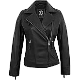 UrbanFocal Asymmetrical Womens Leather Jacket - Real Lambskin Biker Style Motorcycle Leather Jackets For Women