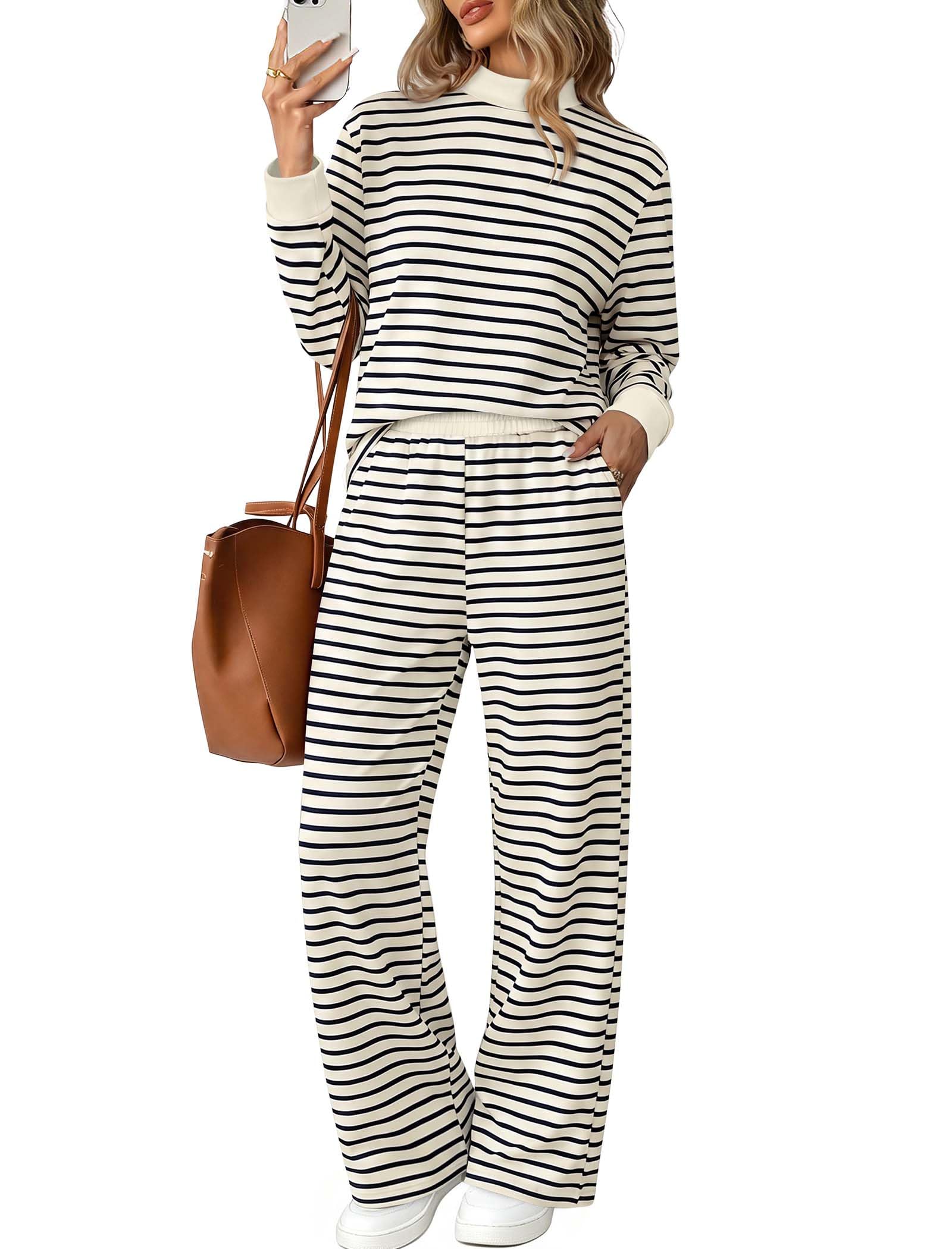 Sampeel Two Piece Sets for Women Color Block Matching Set Cozy Loungewear | 2 piece sets, fall outfits, winter clothing, mock