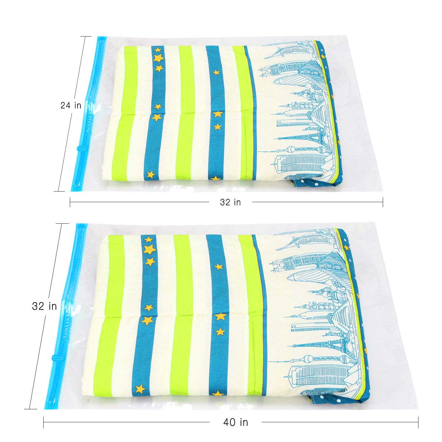 Makife Space Save Bags Vacuum Storage Bags Cloth Towel Pillow Blanket Travel 1 Free Hand Pump Save 80% Space Compression Works with Any Vacuum Cleaner 5 Pack, 24 32 inches