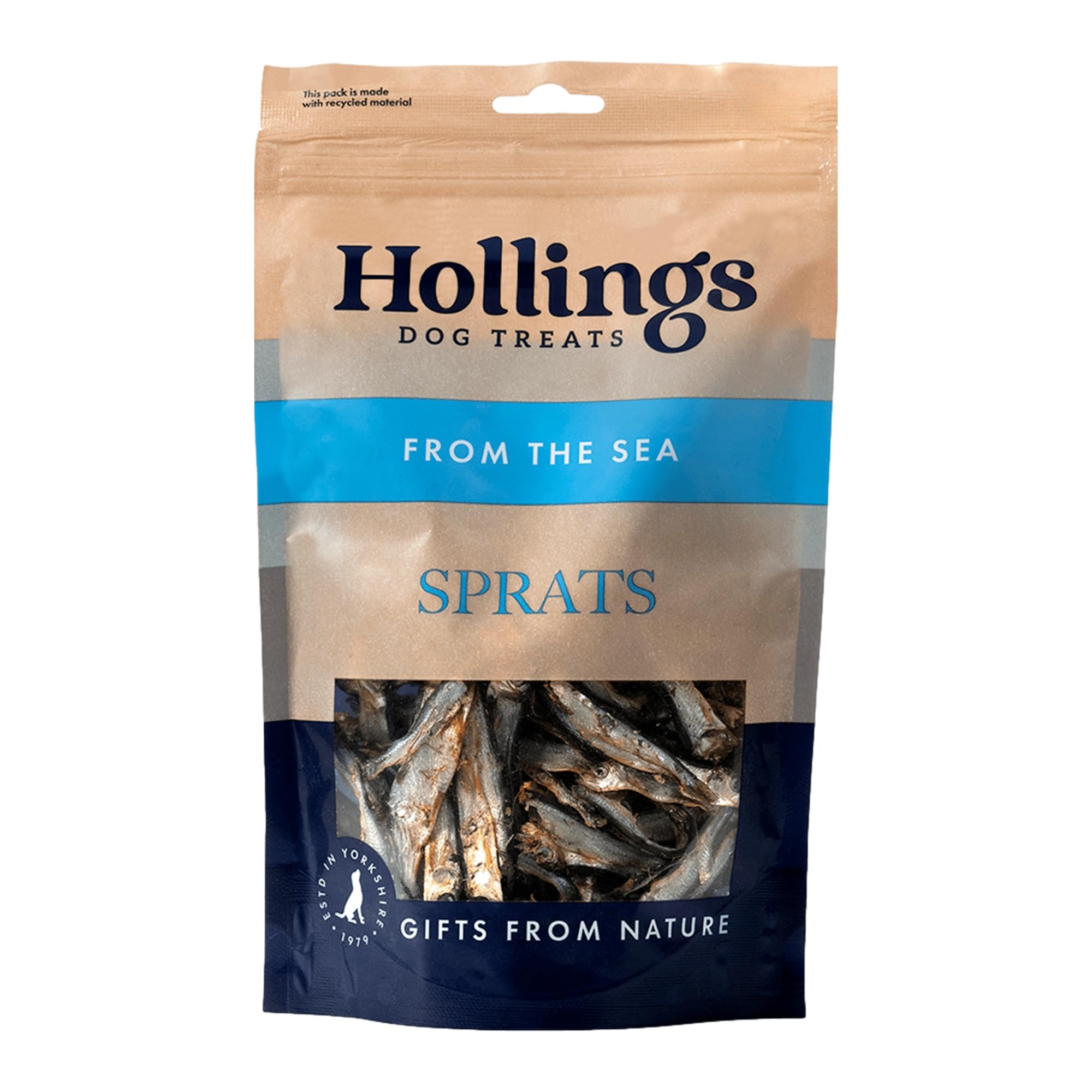 Hollings Sprats Dog Treats, 100% Natural with Fresh Fish Air Dried Treats for Dogs, Hypoallergenic and Grain Free (400g)