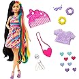 Barbie Totally Hair Doll, Heart-Themed with 8.5-inch Fantasy Hair & 15 Styling Accessories (8 with Color-Change Feature)